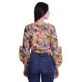 thumbnail image 2 of Moomaya Printed Womens Crop Top Wrap Style Top Wear Ruffle Long Sleeve Casual Summer Blouse, 2 of 6