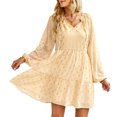 thumbnail image 1 of Vestido largo informal para mujer Nikou con escote en V y Manga larga, 1 of 7