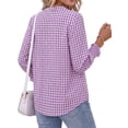 thumbnail image 5 of Fantaslook Plaid Womens Button Down Shirts 3/4 Sleeve V neck Tops with Smocked Cuffs Dressy Cotton Blouses, 5 of 10