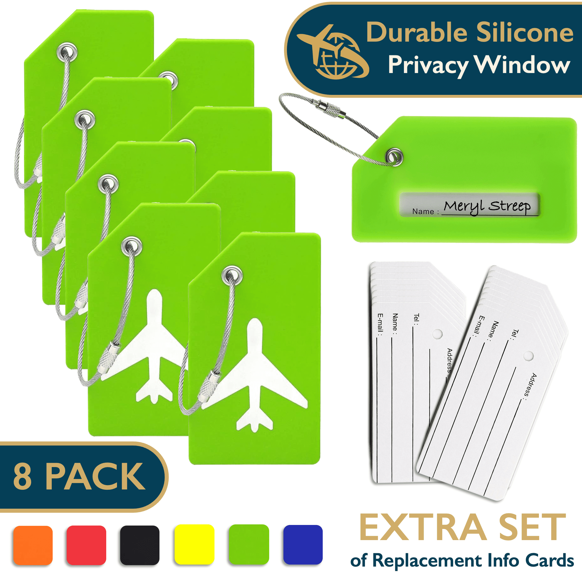 ComfiTime Luggage Tags TSA Approved Silicone Luggage Tags for Suitcases, Travel Bag Tags for