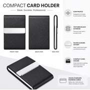 PU Leather Business Card Holder Case, Slim Metal Pocket Card Holder with Magnetic Closure, TIKA