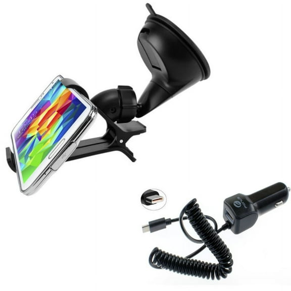 Windshield Dash Car Mount w Type-C 3.1A Charger Q7A for Kyocera DuraForce Pro 2 - LG G5, V20, G6, V30 V50 ThinQ 5G, V40 ThinQ, V35 ThinQ, Q7 Plus, Google Nexus 5X, G8 ThinQ, G7 ThinQ, Stylo 5