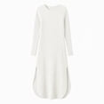 thumbnail image 4 of Ashirexll Casual Dresses for Women Winter Knit Long Sleeve Round Neck Solid Color Sweater Dress with Side Pockets and Side Slit Hem, 4 of 7