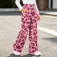 thumbnail image 2 of OGLCCG Girl's Leopard Print Pants Elastic Waist Wide Leg Cheetah Pants Lightweight Baggy Trousers Size 14-15, 2 of 5