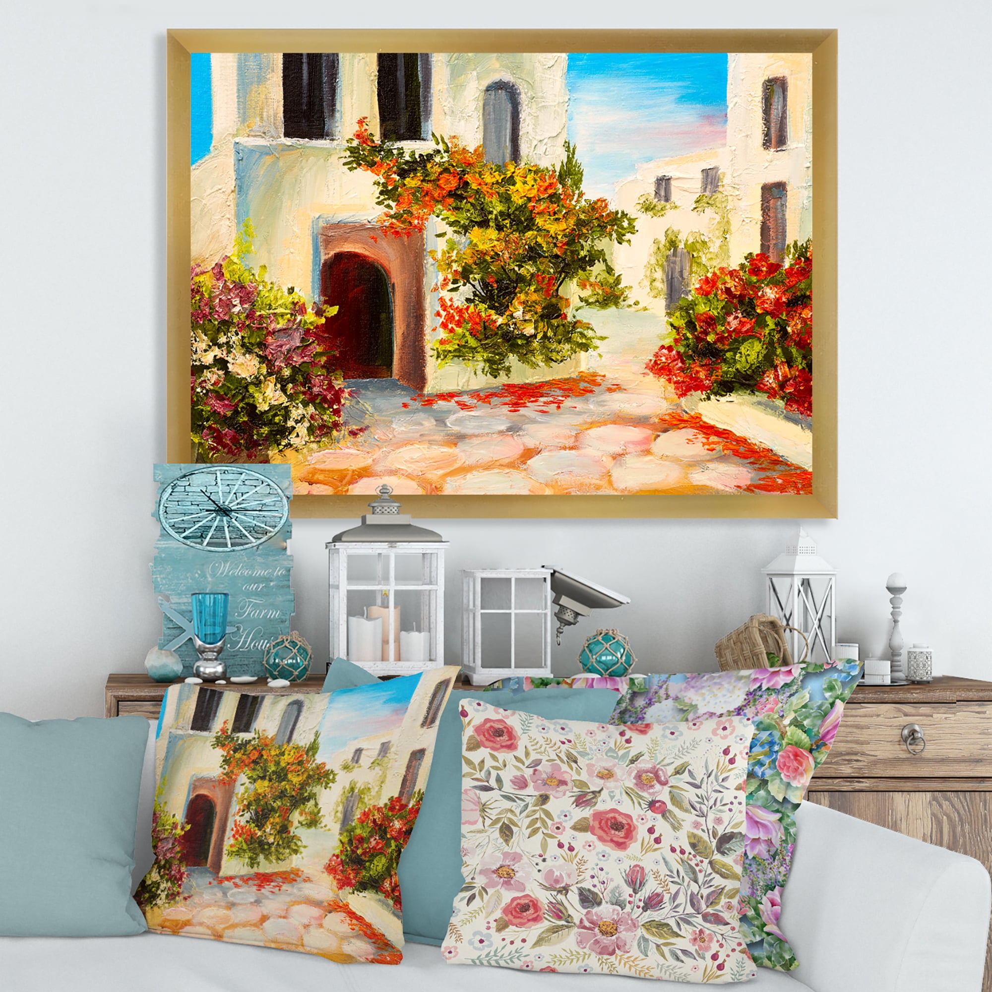 Designart 'The Mountain With Flowers With Little House I' Nautical & Coastal Framed Art Print