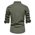 thumbnail image 5 of Ultra Soft Comfy Long Sleeve Shirts for Men Lapel V Neck Slim Fit Buttons Blouses Cotton Lightweight Casual Tops Army Green,L, 5 of 5