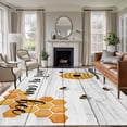 thumbnail image 2 of Sweet as Can Bee Area Rugs 5x7 ft Honeycomb Vintage White Wood Grain Washable Rug Non Slip Indoor Carpet Absorbent Floor Mat for Living Room Bedroom Dining Room, 2 of 9