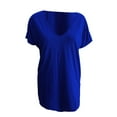 thumbnail image 4 of Yubnlvae T-Shirt Décontracté à Poche à Manches Courtes pour Femmes, T-Shirt Décontracté à la Mode pour Femmes Uni avec Poche, Liquidation! Uni, Col Rond, Bleu, 3TG, 4 of 4