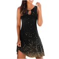 thumbnail image 2 of ICHUANYI Clearance Women's Summer Printed Casual Sleeveless Round-Neck Long Dress(Black, S) ICHUANYI WER2023081017011, 2 of 5
