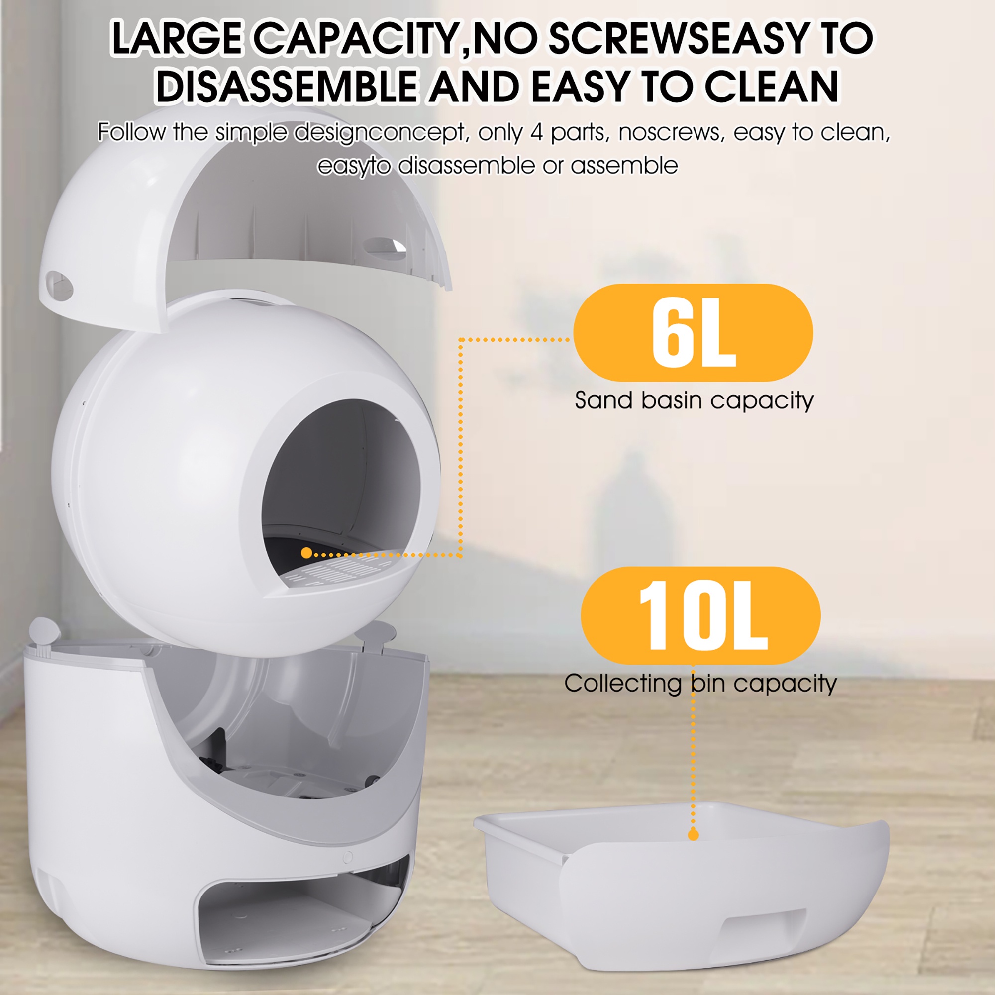 Holaki Smart Automatic Cat Litter Box, Self-Cleaning with App Control, Safety Sensors, Double Odor Removal, Large Capacity for Multiple Cats, Supports 5G & 2.4G WiFi