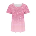 thumbnail image 5 of Raeneomay Short Sleeve Tunic Tops Fit Pleated Blouse Shirts Fashionable Women's Casual Short Sleeved Loose Round Neck Printed Top, 5 of 5
