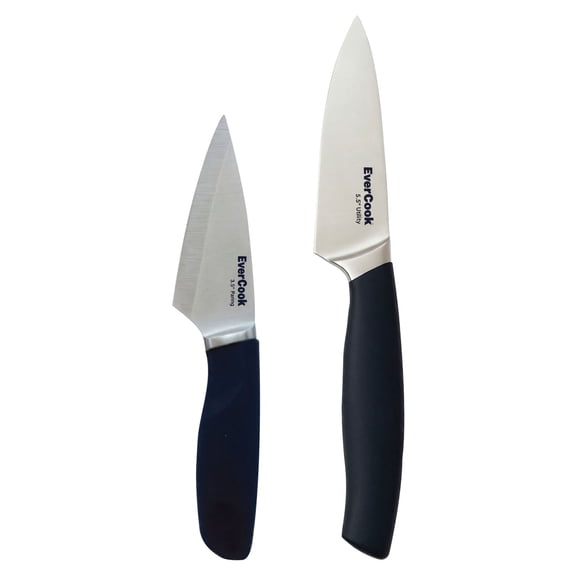 EverCook 3.5” Paring Knife and 5.5” Utility Knife Set, Stainless Steel Cutlery for Kitchen