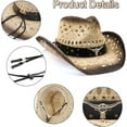 thumbnail image 3 of Cowboy Hat,Cowgirl Hat,Cowboy Hats for Women/Mens/Straw Wide with Shapeable Brim Cowboy Hat for Womens/White/Black., 3 of 6