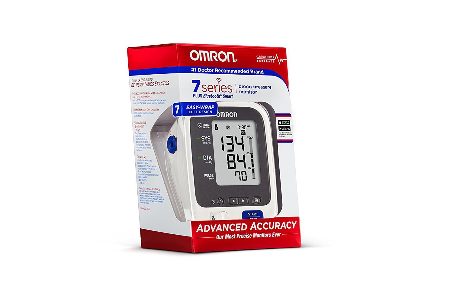 Omron 7 Series Wireless Upper Arm Blood Pressure Monitor with Side
