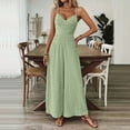 thumbnail image 3 of ZEHJUHAN Women's Solid Color V-Neck Wide Leg Jumpsuit with Adjustable Straps Back Tie Backless Design Summer Vacation Wear Green，XL, 3 of 7