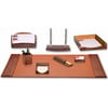 Brown Crocodile Embossed Leather 8-Piece Desk Set