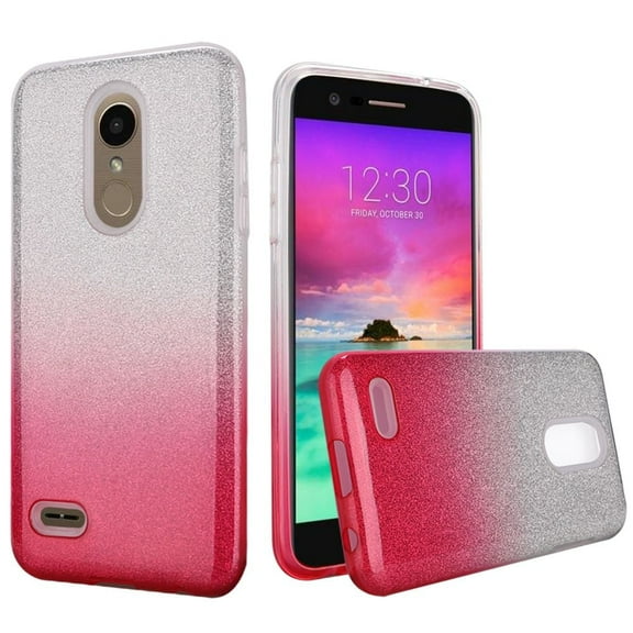 GSA Gradient Glitter Pink Silver Candy Case for LG K10 2018, K30, Phoenix , MS 425