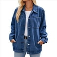 thumbnail image 1 of Chaqueta Vaquera de Larga con Botones y Bolsillos para Mujer Azul Oscuro M, 1 of 9