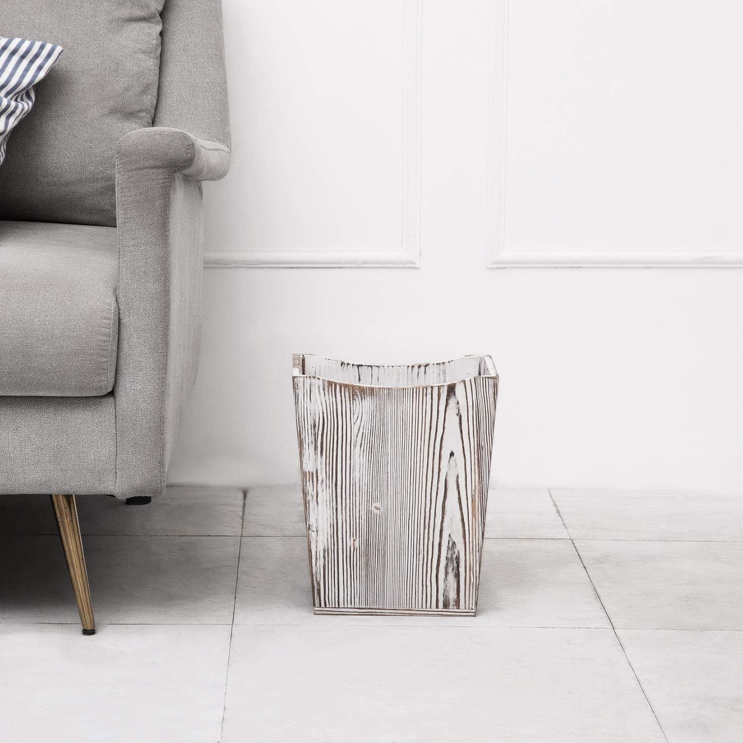 NEX Wood Trash Can, Rustic Farmhouse Style Wastebasket Bin