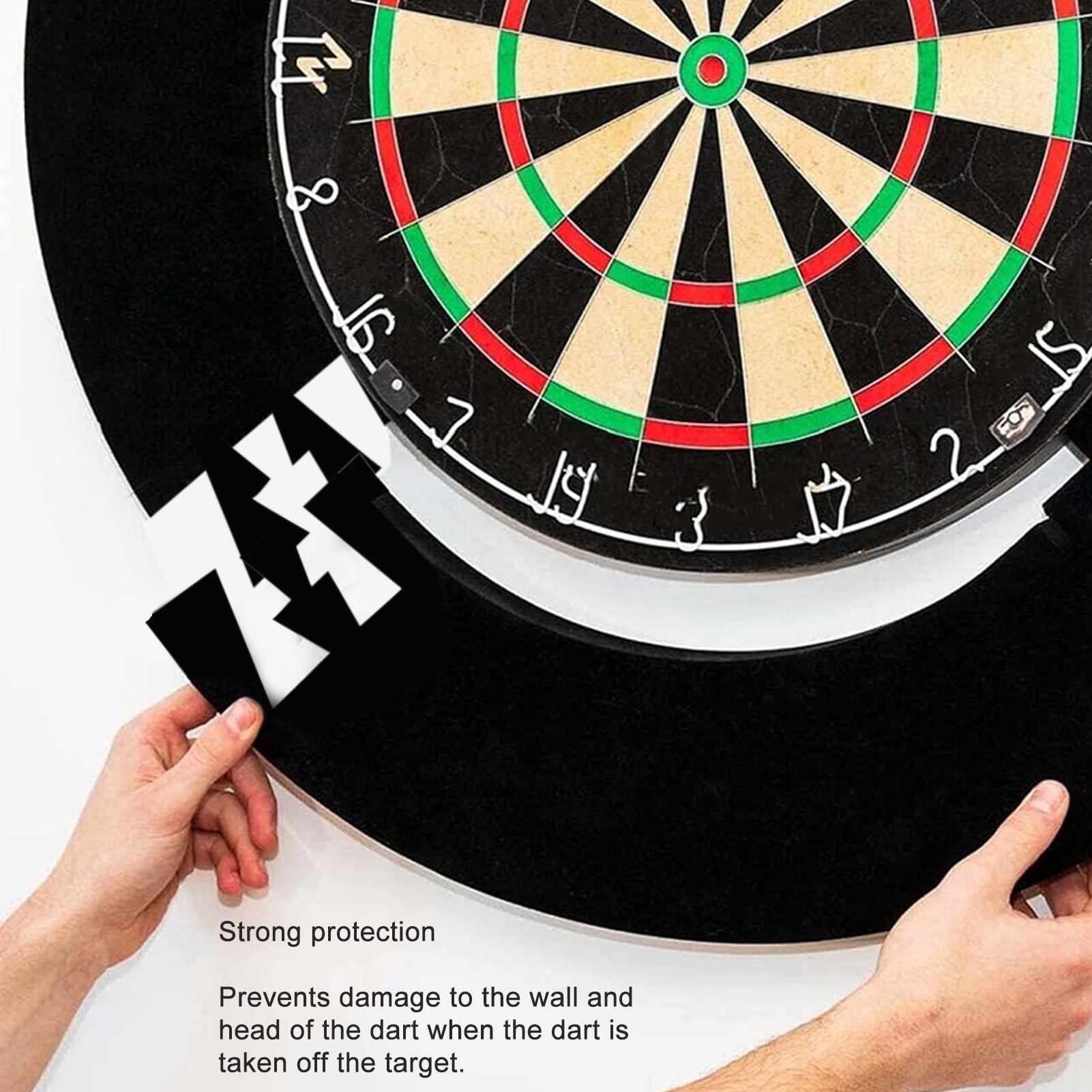 Pebbuoy Dartboard Protection Ring Wall Protector Board High Strength Removable Simple Installation Wall Surround Dart Backboard Black Ring