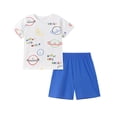 thumbnail image 2 of Bellafa Toddler Boy Clothes Kids Summer Cotton 2-Pieces Outfit Short Sleeve Crocodile Print Tops T-Shirt Shorts Set 2-7T, 2 of 7