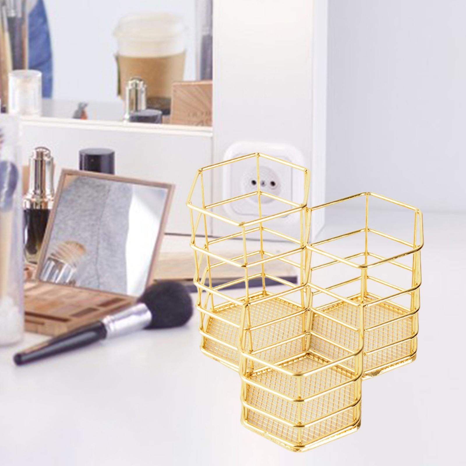Stainless Steel Desk Organizer Supplies Accessories Compartments Container Brush