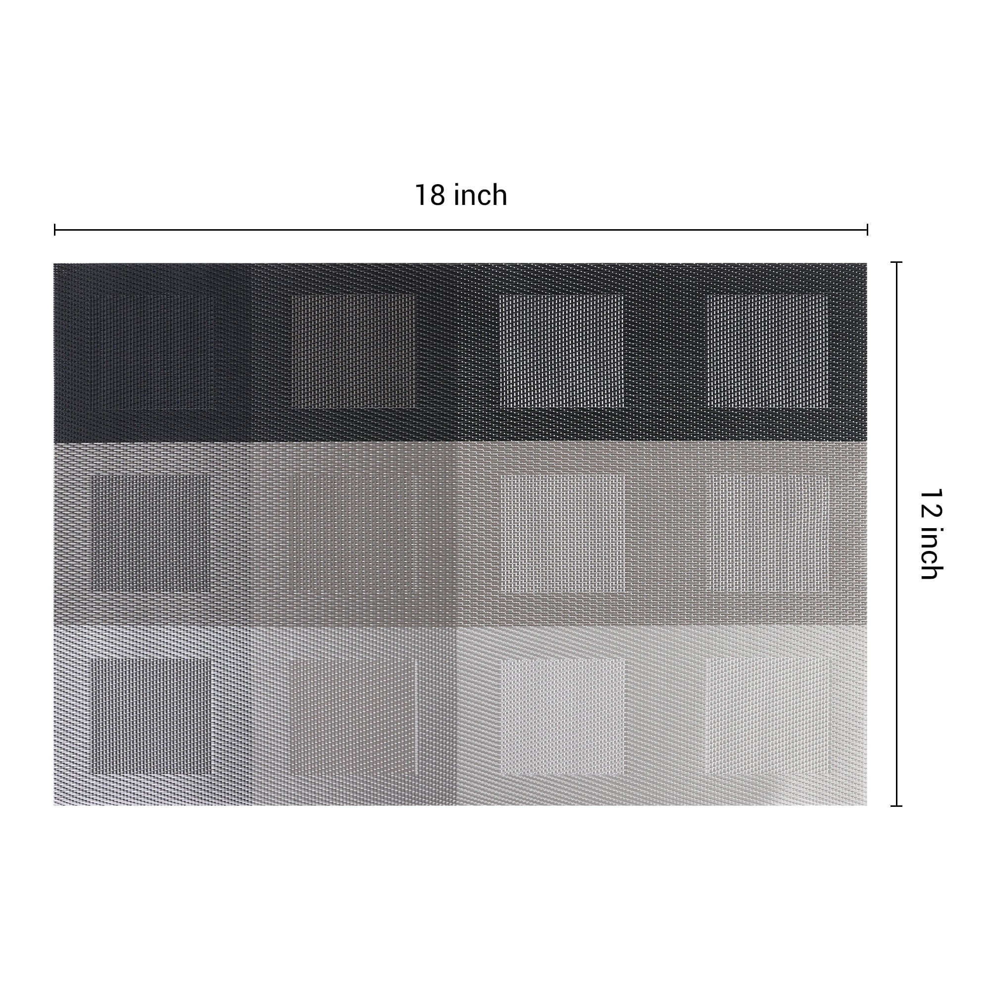 Unique Bargains Placemats Set of 6 for Dining Table Decor Washable Table Mat Gray Black