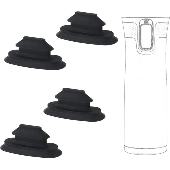 4pcs Replacement Part for Contigo West Loop, Autoseal Travel Coffee Mug Lid Replacement Rubber Lid Stopper Coffee Mug Stopper Travel Mug Accessories for Contigo Tumbler (Black)