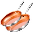 thumbnail image 1 of Gotham Steel Stainless Steel Copper Ceramic Nonstick Fry Pan Set 10 & 11 inch Oven Dishwasher Safe, 1 of 5