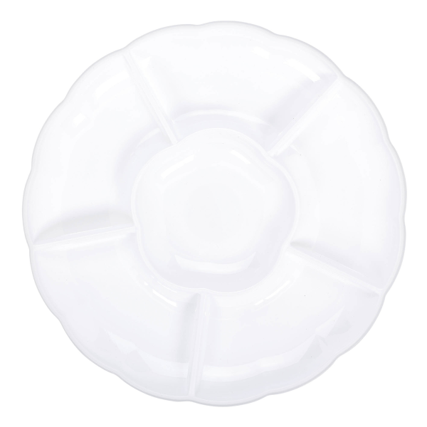 Amscan Scalloped Sectional Chip 'N Dip Trays, 15", White, Pack Of 3