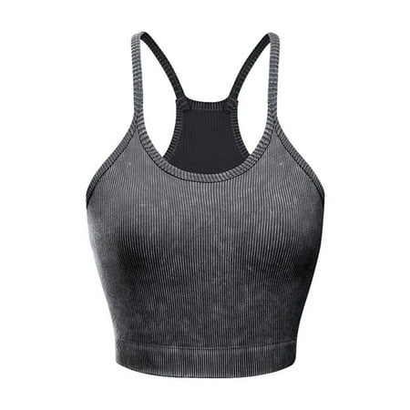 ATOYSOY Women s Ribbed Tank Tops Sports Bra Everyday Bra Camisoles Clearance Underwear Workout Push Up Comfort Bra Breathable Yoga Running Activewear Racerback Wireless Black S