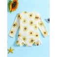 thumbnail image 3 of hirigin Toddler Girl Swimsuits Sun/ Flower Print Long Sleeve Zipper Jumpsuit Swimwear Beachwear Bathing Suits, 3 of 8