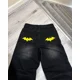 thumbnail image 2 of Pantalones vaqueros holgados con bordado de animales de murciélago Y2K para hombres, pantalones de mezclilla negros lavados, pantalones góticos de Hip Hop, Pantalones rectos de pierna ancha, moda, 2 of 4