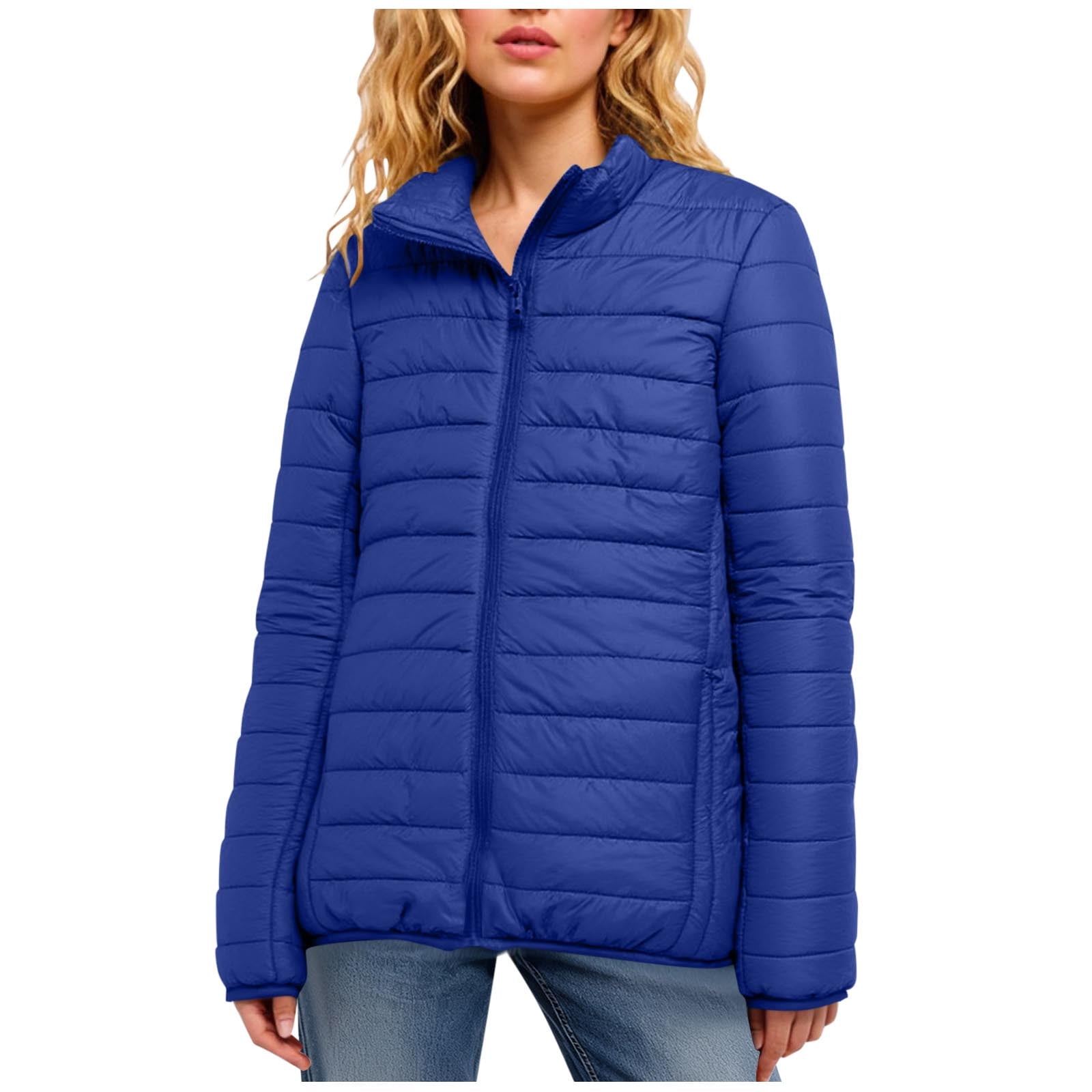 Women's Puffer Jackets Quilted Packable Puffy Coats Lightweight Winter Warm Zip Up Down Jacket Stand Collar