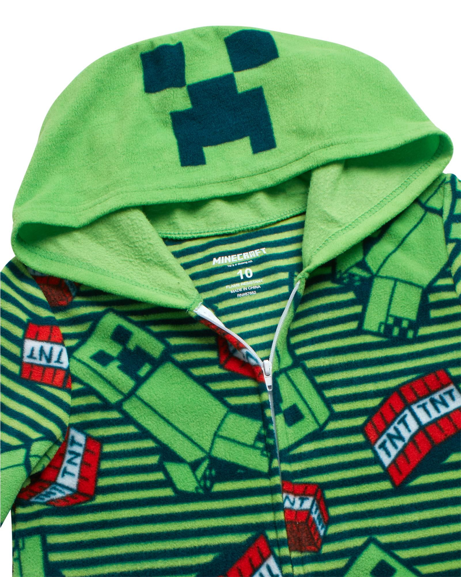 Minecraft Big Kids' Creeper Charater Onesie - Fleece Cosplay