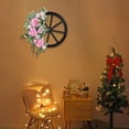 thumbnail image 6 of Wooden Wagon Wheel Wreath For Front Door With Pinecones Berries And Greenery For Holiday Season, 6 of 6