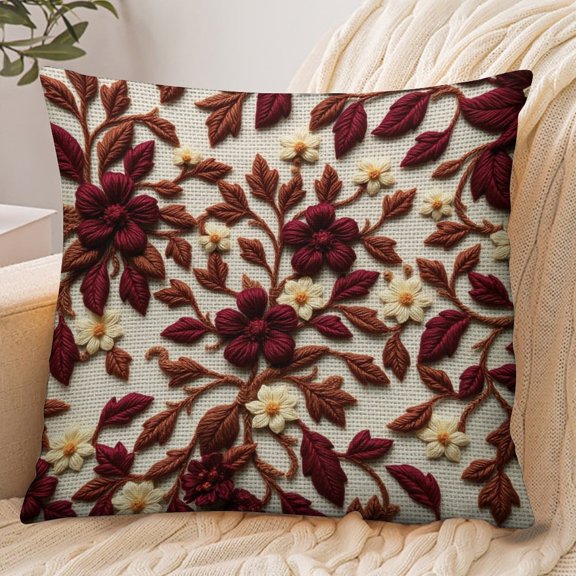 RKSupls 18x18 Inch Envelope Throw Pillow Cover, Autumn Leaves Floral Pattern Soft Polyester Modern Farmhouse Decorative Cushion Case for Home Bedroom Living Room