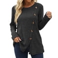 thumbnail image 6 of Long Sleeve Shirts for Women Crew Neck Side Split Solid Color Fashion Knit Tunic Tops Comfy Lightweight Loose Tees, 6 of 6