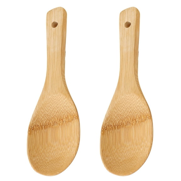 Masteelf 2pcs Rice Serving Spoon Bamboo Serving Spoon Reusable Rice Spoon Non-stick Rice Scoop Kitchen Rice Cooker Utensil Rice Spoon
