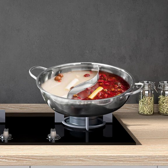 deevoka Shabu Shabu Pot Hot Pot with Divider Mandarin Duck Pot Kitchen Supply Double Flavor Hotpot Hot Pot Cooking Pot for Party Home 32cm