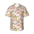 thumbnail image 2 of Xecao Tropical Pink Flamingo Pineapple print Hawaiian shirt - a stylish short-sleeve button-down for men, perfect for casual beach and tropical outings., 2 of 9