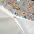 thumbnail image 4 of Castle Fairy Cute Cartoon Woodland Critter Bedding,Fox Bear Owl Deer Raccoon Duvet Cover Full,Brown Green Gray,Grey Reversible,3pcs,No Comforter,1 Duvet Cover and 2 Pillowcases, 4 of 6