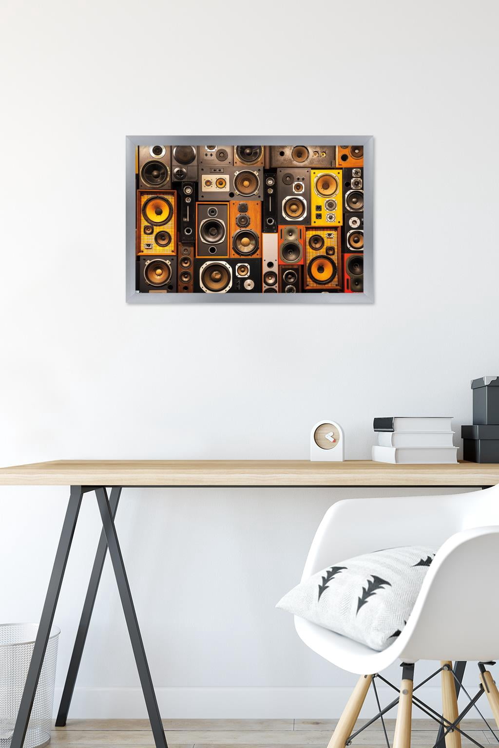 Retro Speaker Wall Wall Poster, 14.725" x 22.375" Framed