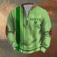 thumbnail image 4 of Penkiiy Día de San Patricio de hombre 1/4 Sudadera de cuello cremallera Shamrock Camisa irlandesa de manga larga XL Multicolor, 4 of 5