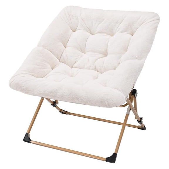 Comfy Chair for Adults, Soft Faux Fur Folding Lounge for Bedroom Living Room Dorm Rooms Flexible Reading Chair for Teens Kids, X-Large Foldable (Faux Fur-White)