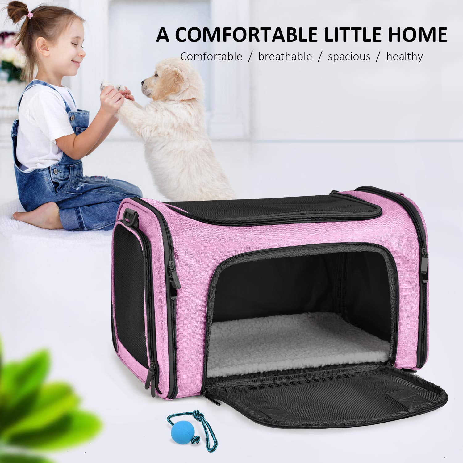 Cat, Dog Carrier for Small Medium Cats Puppies up to 15 Lbs, TSA Airline Approved Carrier Soft Sided, Collapsible Travel Puppy Carrier - Grey