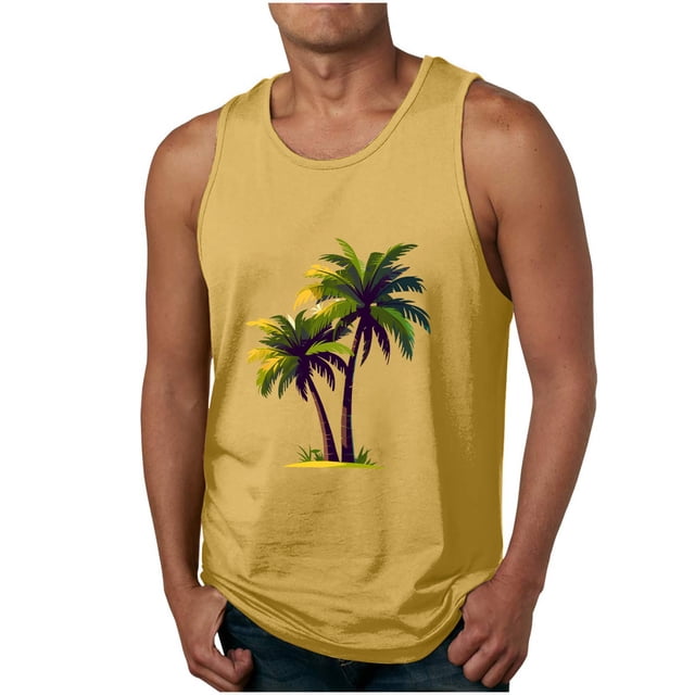 Camisetas de Tanque de los Hombres Tanque de los Hombres Incolor Gradiente de Impresión Cuello Redondo Correa Delgada Fuga Atrás Regular Casual Deportes Blusas de Tanque