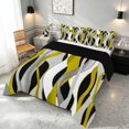 thumbnail image 3 of Manfei Abstract Wave Stripe Full Size Comforter Sets, Geometric Line Bedding Comforter Set, Yellow, Black and White, Black Reversible 3 Pieces, 1 Comforter and 2 Pillowcases, 3 of 6