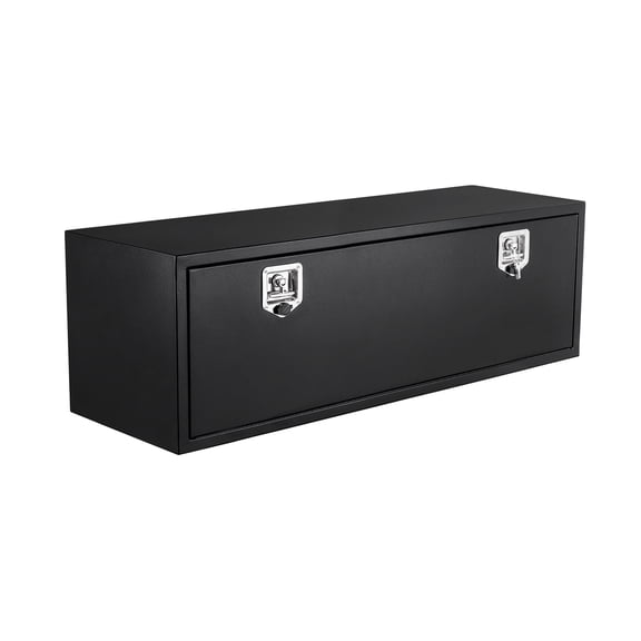 Studyset Steel Underbody Truck Box,Truck Bed Storage with T-Handle Lock Smooth Surface Black Steel Toolbox Pickup Storage Box, Heavy Duty Diamond Plate Tool Box with Lock and Keys, Waterproof
