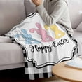 thumbnail image 3 of Happy Easter Blanket Soft Cozy Warm Throw Blanket for Couch, Plush Fuzzy Flannel Fleece Blankets for Sofa, Spring Watercolor Rabbits Black White Plaid Bed Blankets Lightweight Gifts for Men, 50"x60", 3 of 9